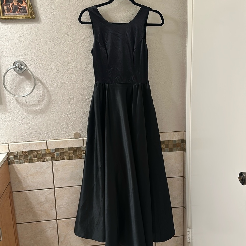 JS Collections Black Satin Dress